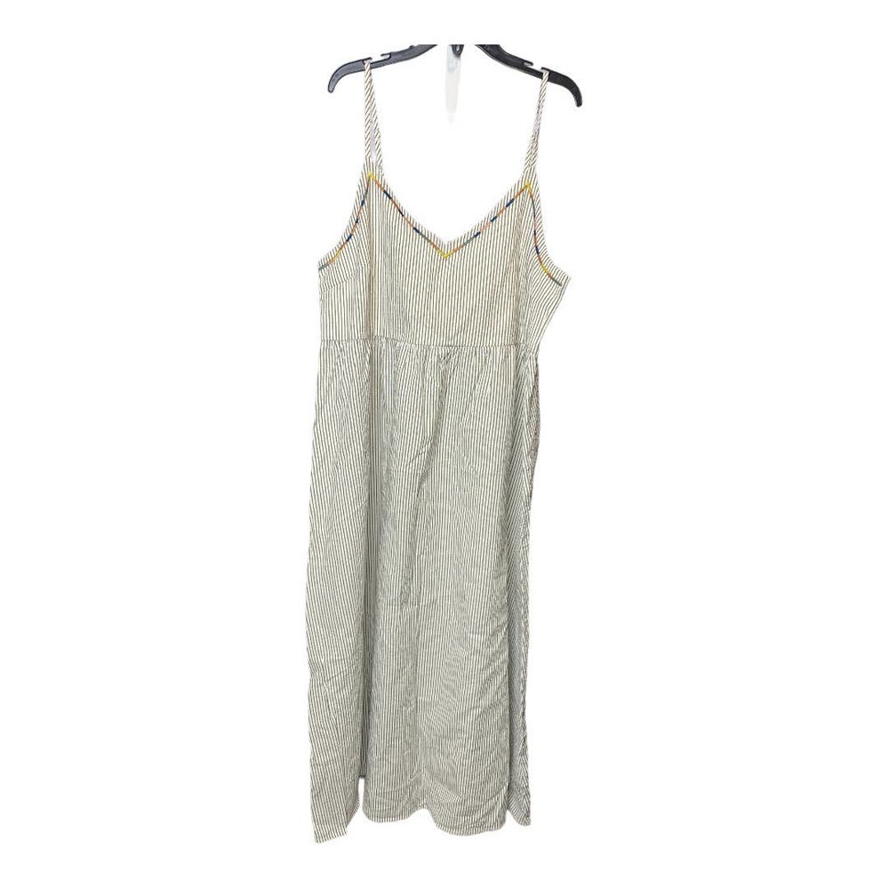 Nwt Uncharted Threads Sun Dress XL White Blue Striped V-Neck Sleeveless Casual